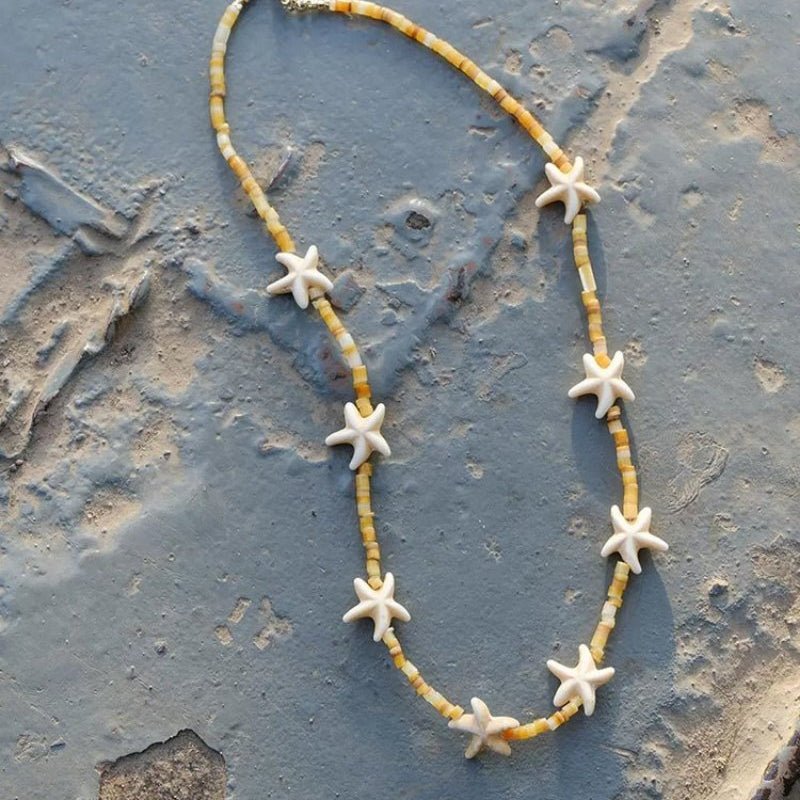 Natural Yellow Disc Shell and Starfish Necklace - floysun