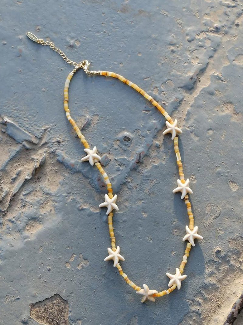 Natural Yellow Disc Shell and Starfish Necklace - floysun