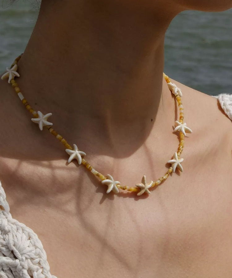 Natural Yellow Disc Shell and Starfish Necklace - floysun