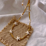 Natural Yellow Disc Shell and Starfish Necklace - floysun