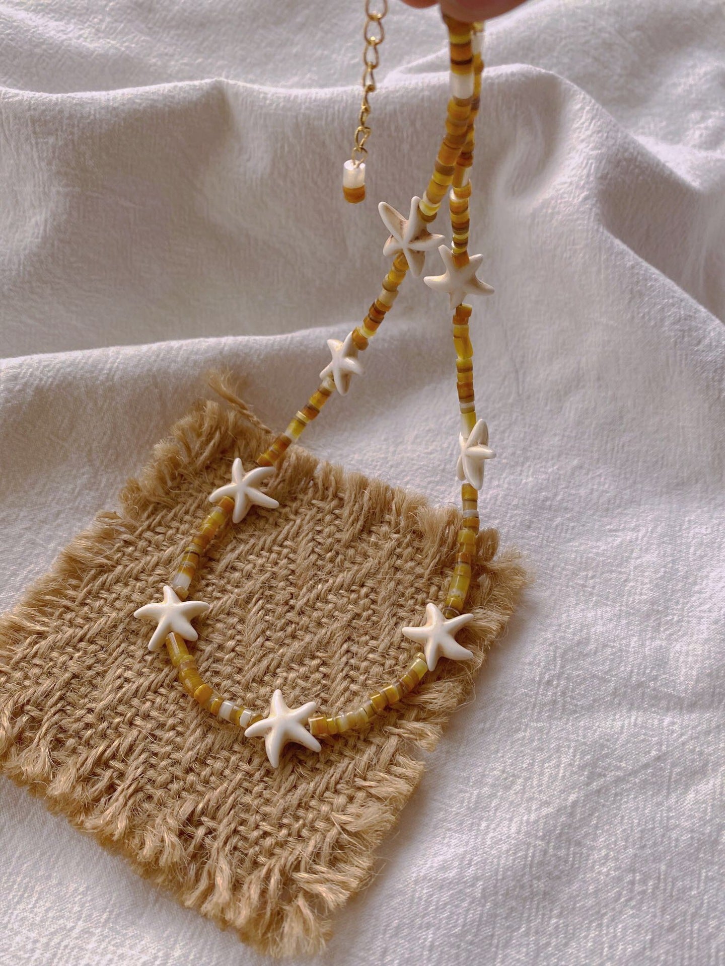 Natural Yellow Disc Shell and Starfish Necklace - floysun