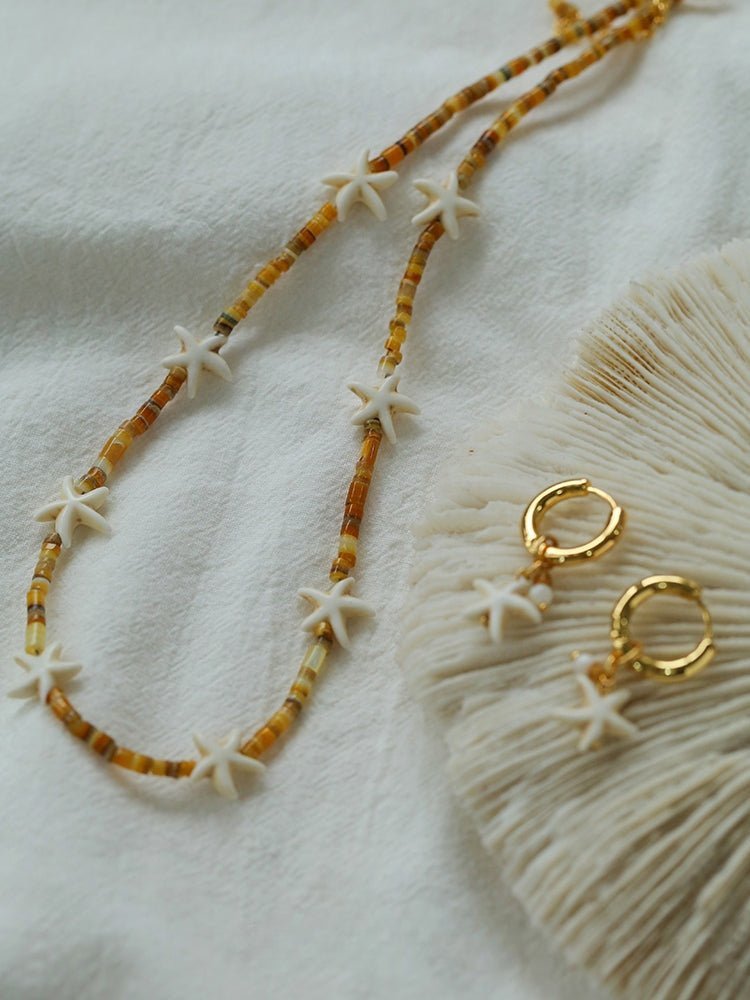 Natural Yellow Disc Shell and Starfish Necklace - floysun