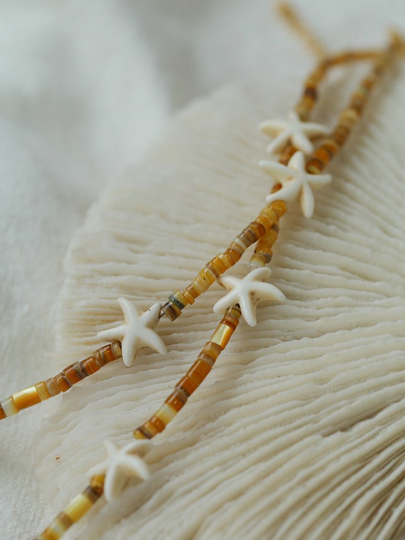 Natural Yellow Disc Shell and Starfish Necklace - floysun