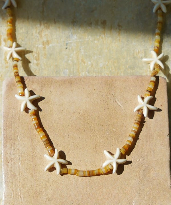 Natural Yellow Disc Shell and Starfish Necklace - floysun