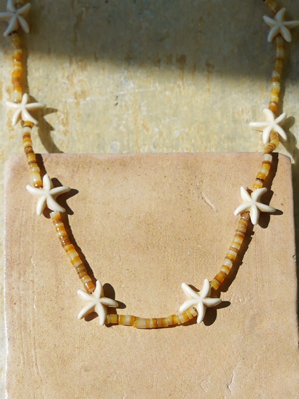 Natural Yellow Disc Shell and Starfish Necklace - floysun