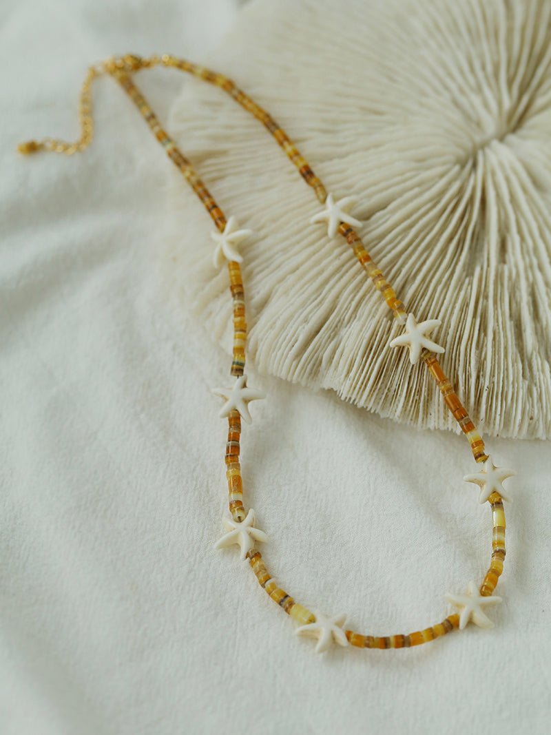 Natural Yellow Disc Shell and Starfish Necklace - floysun