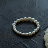 Neutral Chic Bamboo Knot Pearl Bracelet - floysun