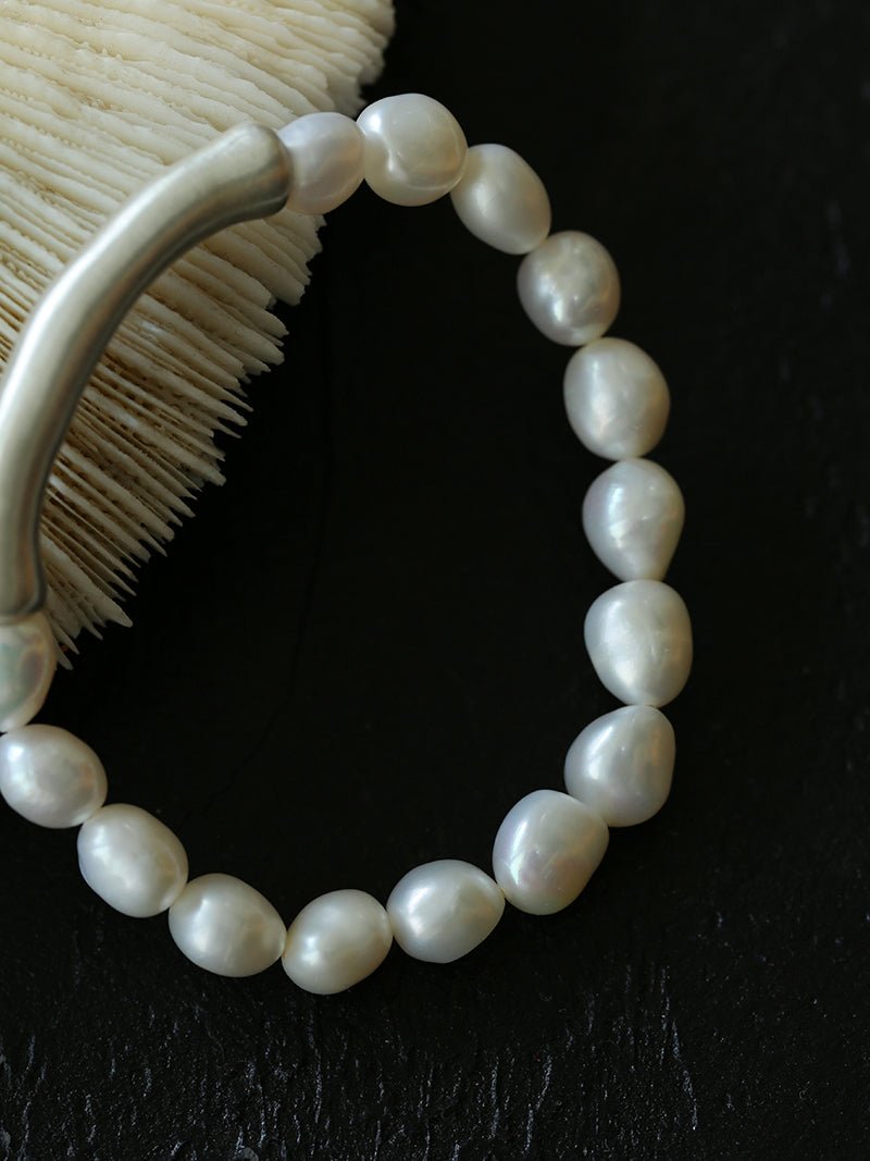 Neutral Chic Bamboo Knot Pearl Bracelet - floysun