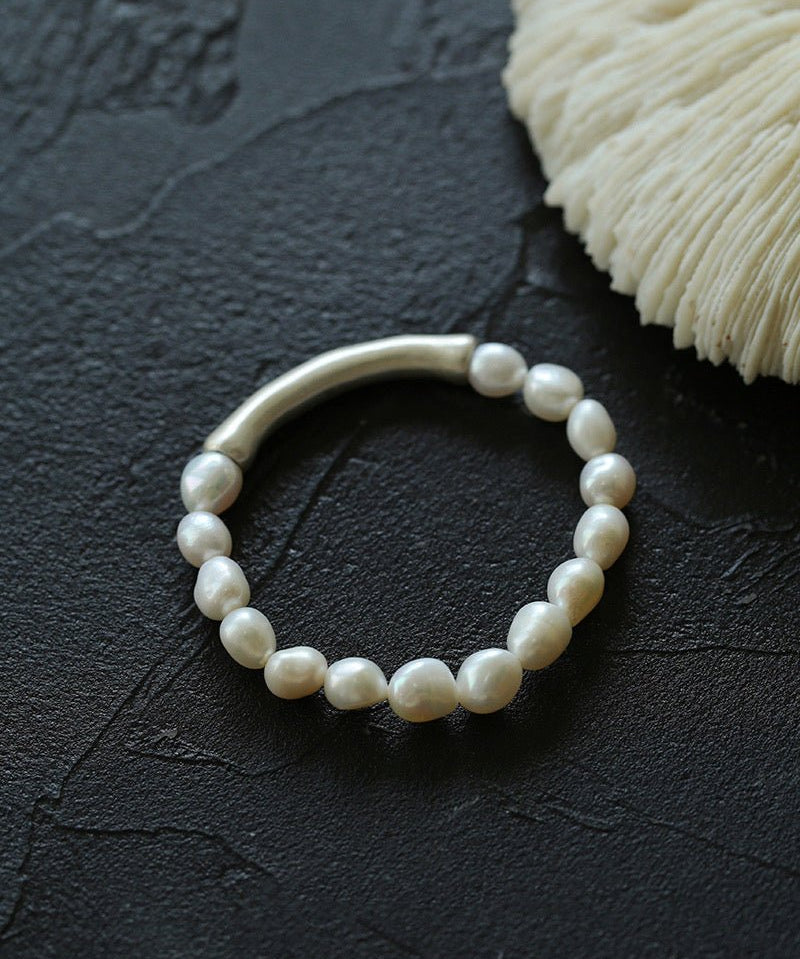 Neutral Chic Bamboo Knot Pearl Bracelet - floysun