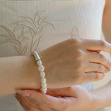 Neutral Chic Bamboo Knot Pearl Bracelet - floysun