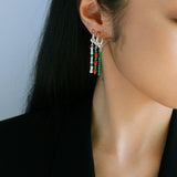 New Chinese Style Bamboo Aventurine Commuting Three - Layer Earrings - floysun