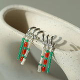 New Chinese Style Bamboo Aventurine Commuting Three - Layer Earrings - floysun