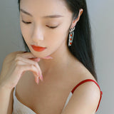 New Chinese Style Bamboo Aventurine Commuting Three - Layer Earrings - floysun