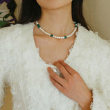 New Chinese - style Green Agate Pearl Necklace - floysun