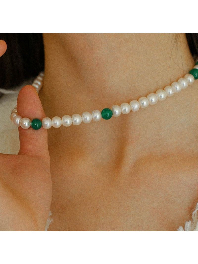 New Chinese - style Green Agate Pearl Necklace - floysun