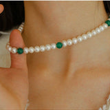 New Chinese - style Green Agate Pearl Necklace - floysun