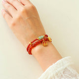 New Year Red Agate Snake Beaded Bracelet - floysun