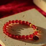 New Year Red Agate Snake Beaded Bracelet - floysun