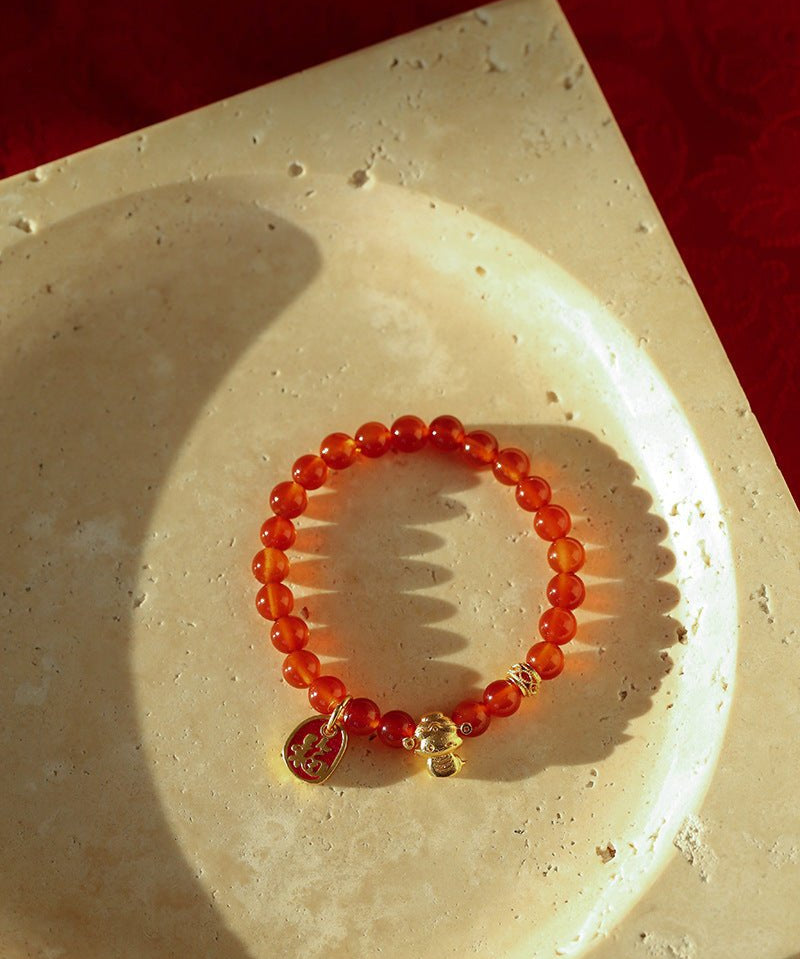 New Year Red Agate Snake Beaded Bracelet - floysun