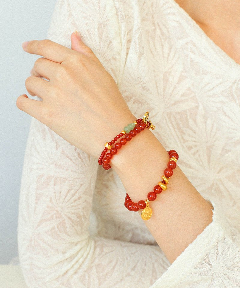 New Year Red Agate Snake Beaded Bracelet - floysun