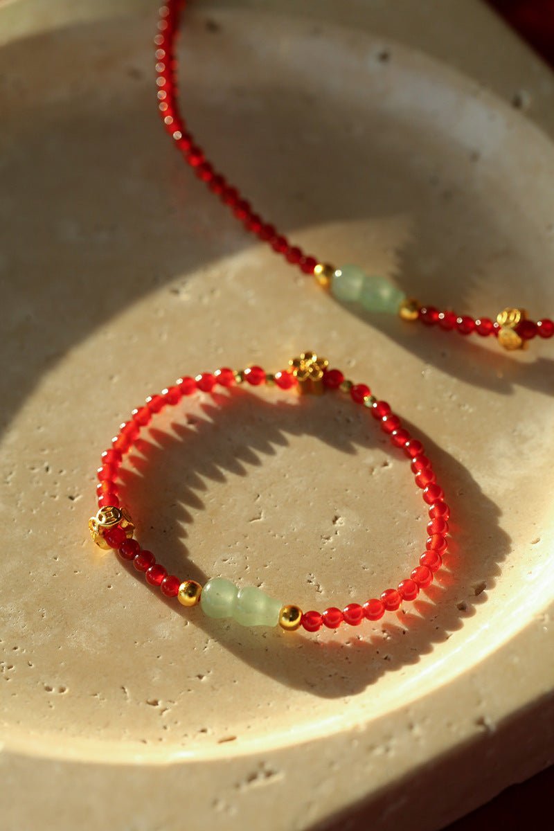 New Year Red Agate Snake Beaded Bracelet - floysun