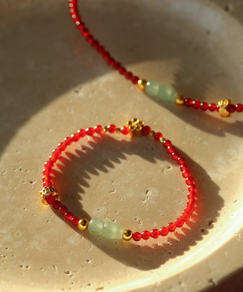 New Year Red Agate Snake Beaded Bracelet - floysun