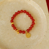 New Year Red Agate Snake Beaded Bracelet - floysun