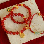 New Year Red Agate Snake Beaded Bracelet - floysun