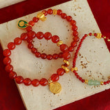 New Year Red Agate Snake Beaded Bracelet - floysun