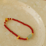 New Year Red Agate Snake Beaded Bracelet - floysun