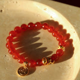 New Year Red Agate Snake Beaded Bracelet - floysun