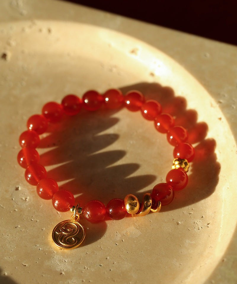 New Year Red Agate Snake Beaded Bracelet - floysun