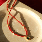 New Year Red Agate Snake Beaded Necklace - floysun