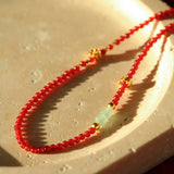 New Year Red Agate Snake Beaded Necklace - floysun