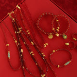 New Year Red Agate Snake Beaded Necklace - floysun