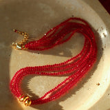 New Year Red Agate Snake Beaded Necklace - floysun