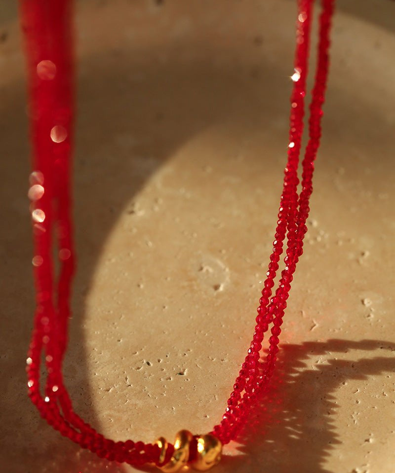 New Year Red Agate Snake Beaded Necklace - floysun