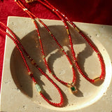 New Year Red Agate Snake Beaded Necklace - floysun