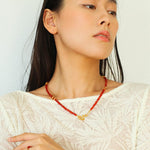 New Year Red Agate Snake Beaded Necklace - floysun