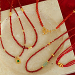 New Year Red Agate Snake Beaded Necklace - floysun