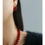 New Year's Red Agate Stone Beaded Earrings - floysun