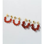 New Year's Red Agate Stone Beaded Earrings - floysun