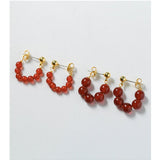 New Year's Red Agate Stone Beaded Earrings - floysun