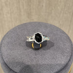 Niche Design 925 Sterling Silver Black Agate Open Ring - floysun