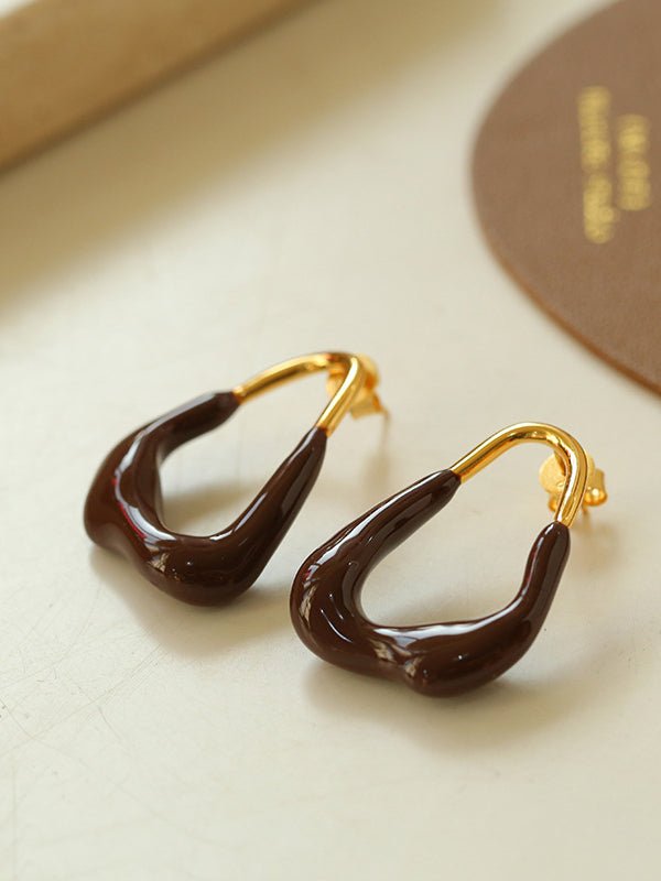 Niche Geometric Irregular Enamel Glazes Earrings - floysun