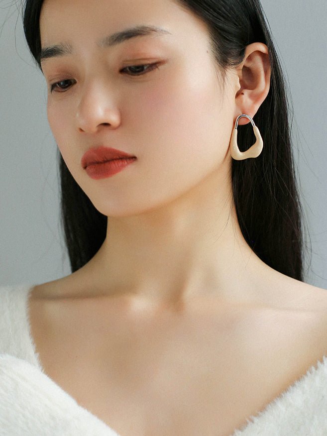 Niche Geometric Irregular Enamel Glazes Earrings - floysun