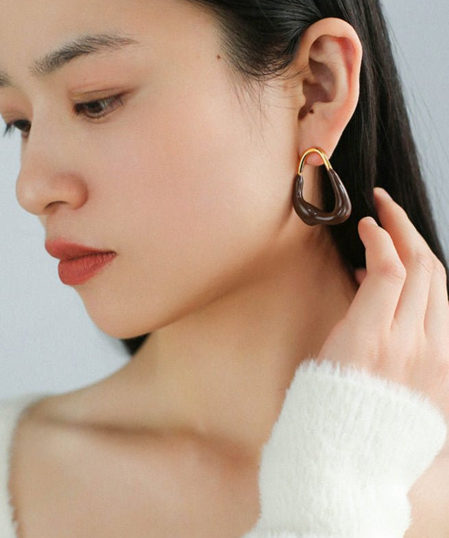 Niche Geometric Irregular Enamel Glazes Earrings - floysun