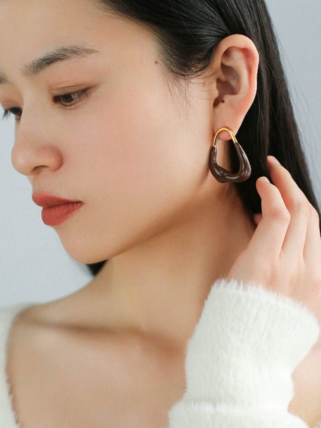 Niche Geometric Irregular Enamel Glazes Earrings - floysun