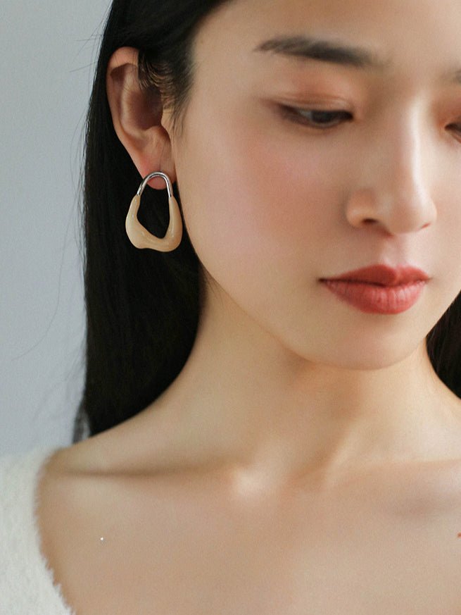 Niche Geometric Irregular Enamel Glazes Earrings - floysun