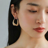 Niche Geometric Irregular Enamel Glazes Earrings-Cream - floysun